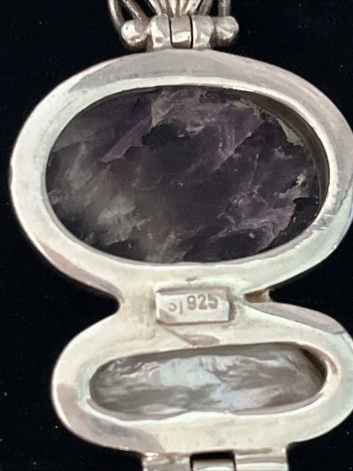 Juego colgante grande de piedra de luna de carro y amatista en plata 925 Foto 3 de 4