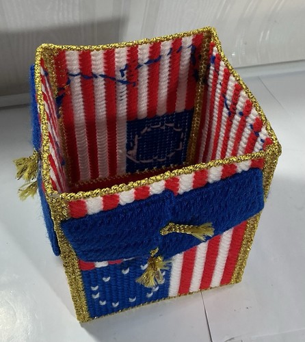 Plastic Canvas Tissue Box Cover Cube Firecrackers Patriotic 2 Star Coasters - Picture 8 of 10