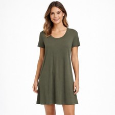 Cupio Women's Mini T-Shirt Dress Minimalist Capsule Olive Green Size XS