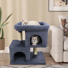 25.5" Cat Tree w/2 Large Condo Padded Top Perch Sisal Scratching Posts for Cats