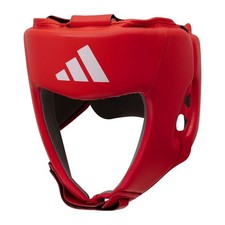 Image of adidas Official World Boxing Approved Head Guard Sparring Leather Pro Red Blue
