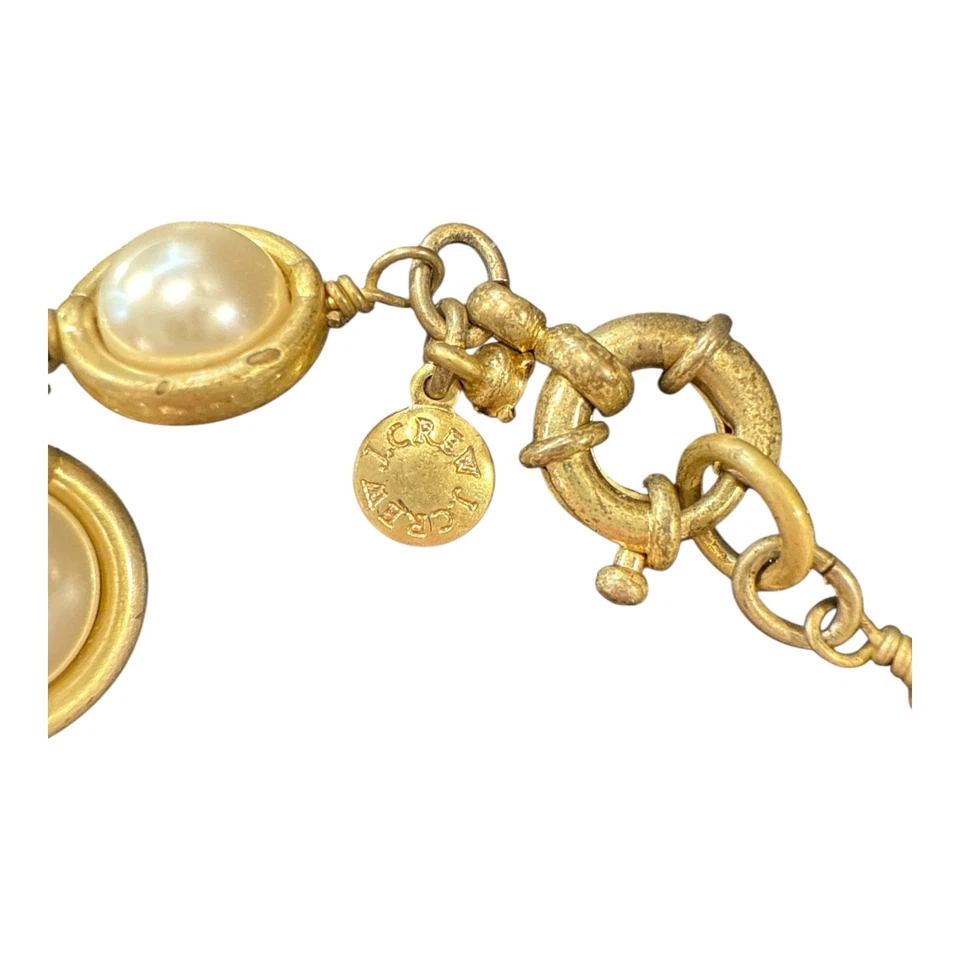 J. CREW Vintage Gold Tone Pearl Crystal Pink Beaded Necklace JC235 - Image 4 of 4