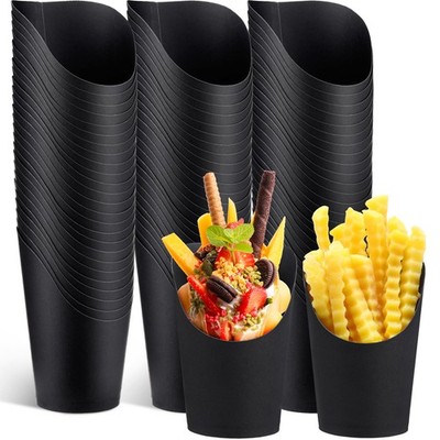Ziliny 200 Pcs 14 oz Black French Fry Cups Disposable 3.3 x 2.4 x 4.6 inches 