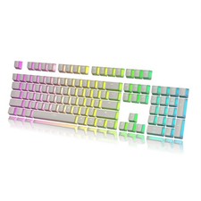 112 White Double Shot PBT Pudding Keycaps, Shine Through, OEM Profile, MX Switch
