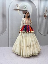 Pure Cotton Gujarati Kediyu Lehenga Set Gamthi Mirror Work Indian Ethnic Wear