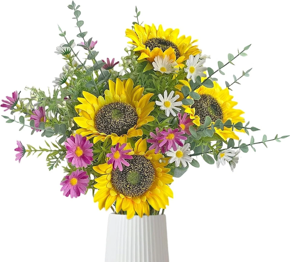 Künstliche Sonnenblumen Blumenstrauß UV-beständig Seidenblumen Wohnzimmer Hoc... - Bild 3 von 4
