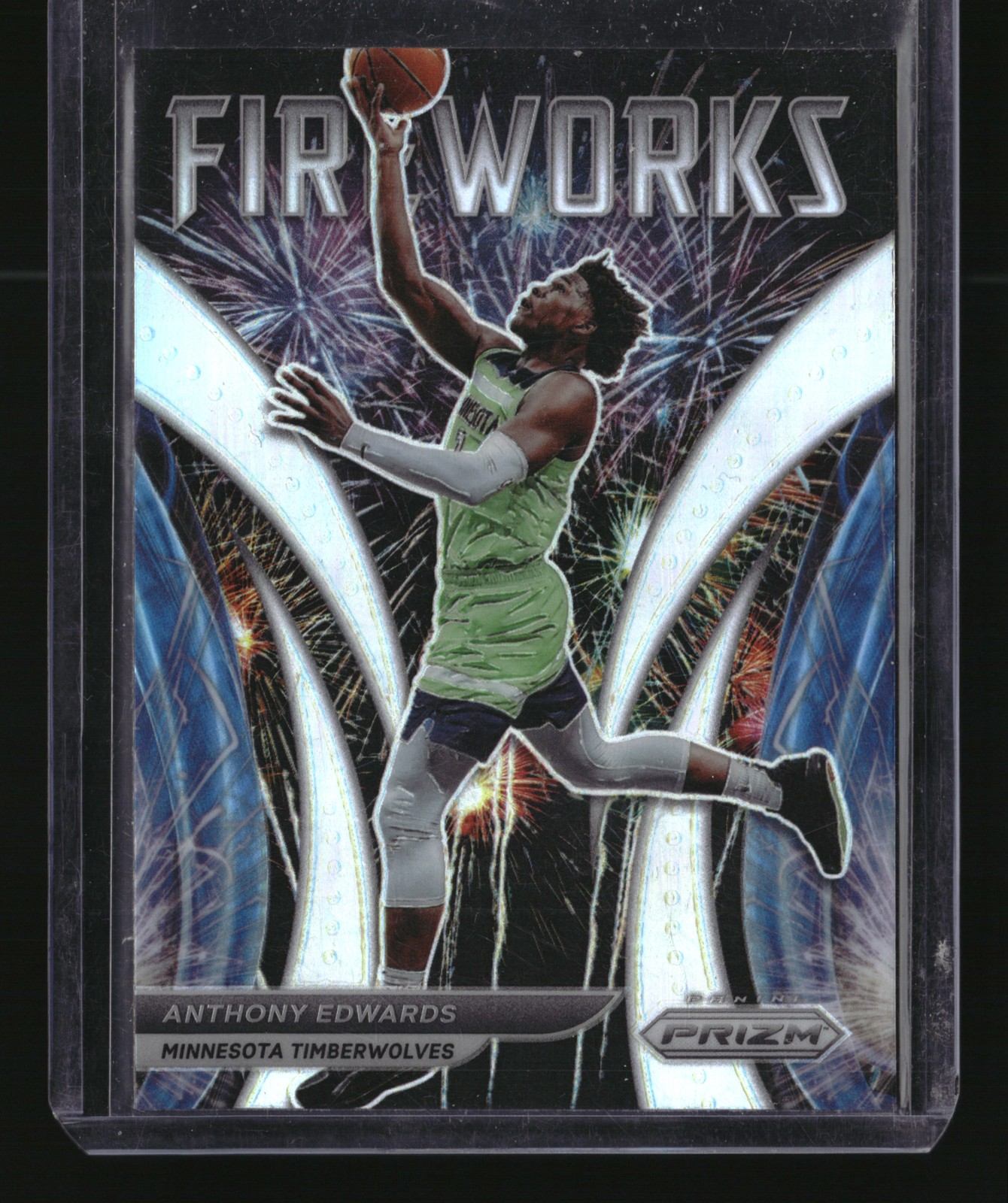 2021-22 Panini Prizm #23 Anthony Edwards Fireworks Prizms Silver