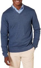 Men's Big Tall V-Neck Sweater Cotton Blend Lightweight Warm Casual Office Wear