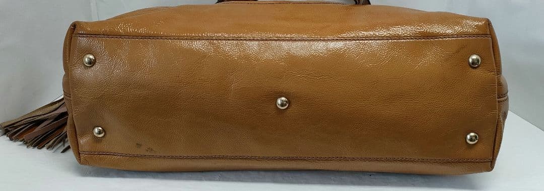 GUCCI Soho Tote Bag Brown Patent Leather Fringe Charm Authentic Vintage thumbnail 3