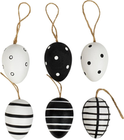 Behang Eier 6Er Set, Schwarz-Weiß, Gemustert - Ca. 4Cm