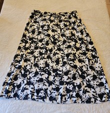 Vintage 90s Sag Harbor Floral A-Line Midi Skirt XL Black White/cream