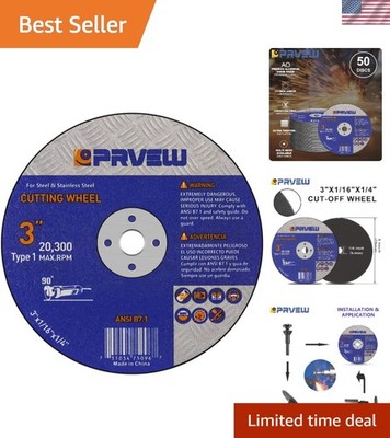 Versatile 50-Pack 3-Inch Cut-Off Wheels   Excellent for Stainless Steel & More