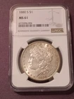 1880-S $1 Morgan Silver Dollar NGC MS 61 Lightly Toned