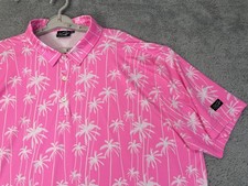 Sunday Swagger Polo Shirt Mens 3XL Pink Palm Tree Golf Performance Stretch Aloha