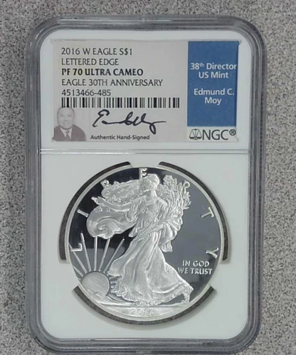 2016-W Proof 1 oz. .999 American Silver Eagle NGC PR70 Ultra Cameo Moy (485)