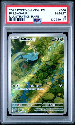 2023 POKEMON MEW EN-151 ILLUSTRATION RARE #166 BULBASAUR PSA 8