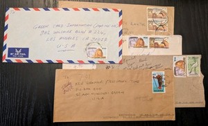 ++ 5 NIGERIA 1996 COVERS AIRMAIL to USA Envelope Collection Lion Animal Stamps