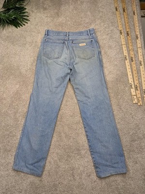 Vintage Calvin Klein Jeans Mens Light Wash Straight Denim Distessed 5 Pocket