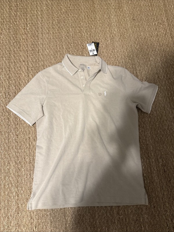 Polo Ralph Lauren Classic Fit Beige Men's Short Sleeve Polo Shirt M Logo
