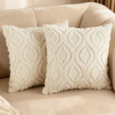 Pack of 2 Decorative Throw Pillow Covers 18x18, 18" x Pack 2 , Beige