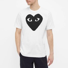 Comme des Gar ons Play Men's Heart Logo T-Shirt in White Size XL L 