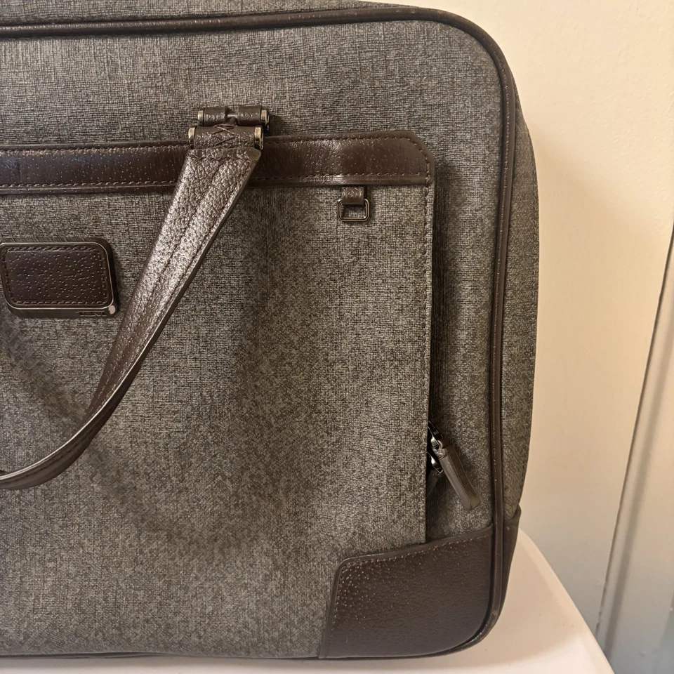 Portátil Tumi Astor Ansonia con adornos de cuero gris lona 33230EG - SIN correa para el hombro Foto 4 de 4