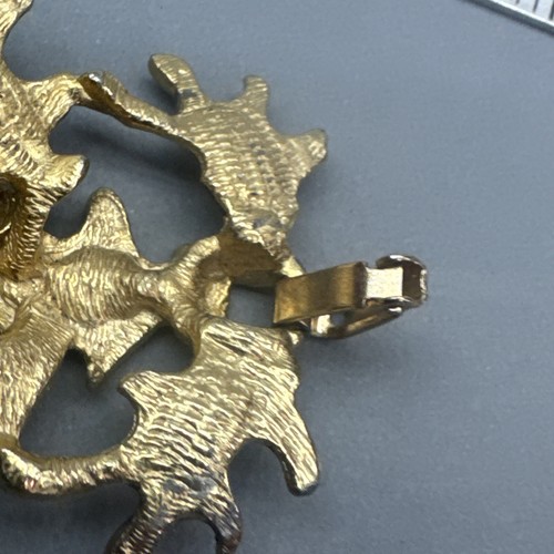 Spectacular MCM Vintage Bracelet Gold tone 3D Leaf Fall Leaves Chunky Wide 7.25" - Picture 15 of 20