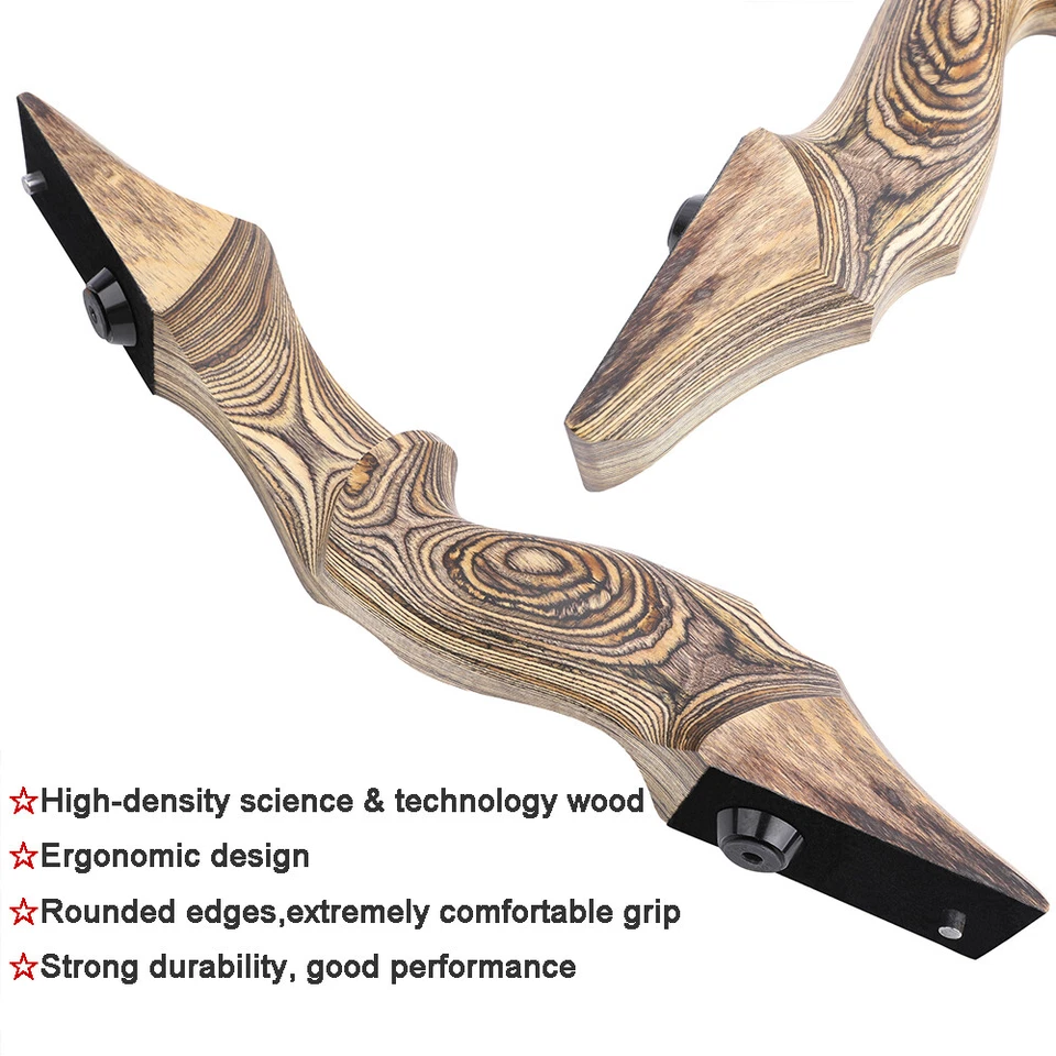 60" Takedown Hunting Bow 20-60lbs Recurve Bow Kit Wooden Archery Arrows Target - Image 4 of 4