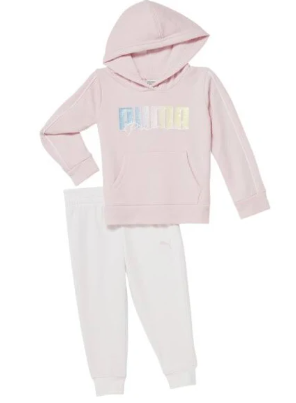 Puma Baby Girls Pink 2 Piece Fleece Pullover Hoodie & Jogger Set, US 5 - Picture 1 of 1