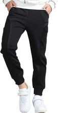 Boy's Drawstring Active Sport Sweatpants Lounge Pants with Pockets Black 14-16Y