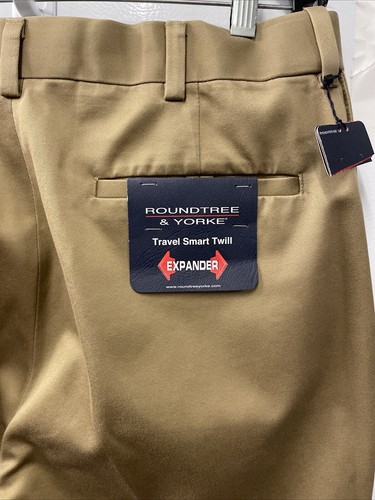 Roundtree & Yorke Classic Fit Flat Front Waist Expander Pants NWT Men’s 34 X 32 - Picture 7 of 9