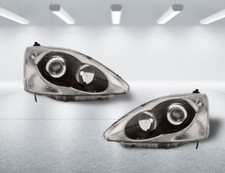 HONDA CIVIC MK7 TYPE R 2004-2006 FRONT HEADLAMP HEADLIGHT BLACK LEFT RIGHT PAIR