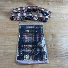 Authentic Chanel CC Logo Enameled Button W Tweed Fabric Swatch  Trim