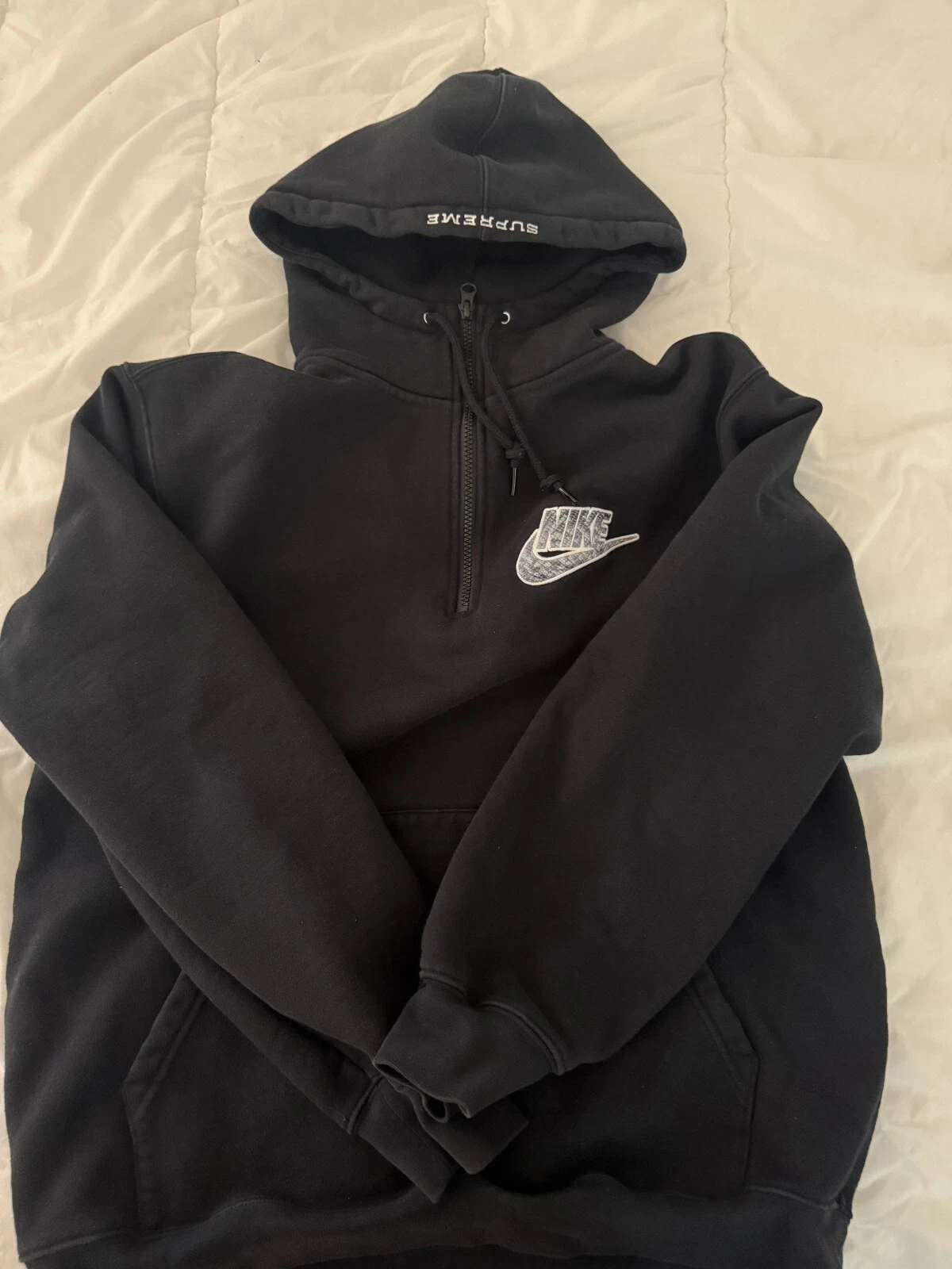 Sweat à capuche Supreme Nike demi fermeture éclair   peau de serpent, noir, moyen M