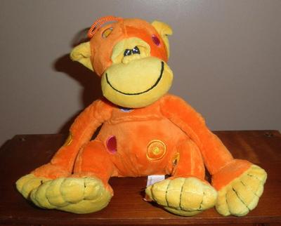Baby Boo Orange Plush Monkey Rattle Stuffed Animal 2005
