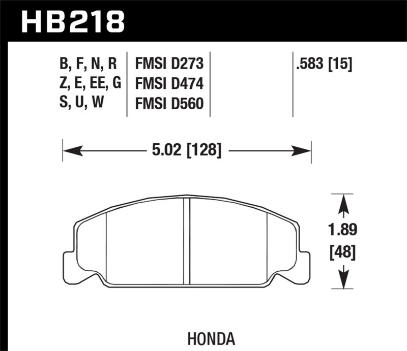 Hawk Brake Pads HB218N583 Performance Street Honda Hawk Brake Pads HB218N583 Performance Street Honda