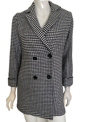 NEW Yoins winter jacket houndstooth color black and white double breasted US2/XS