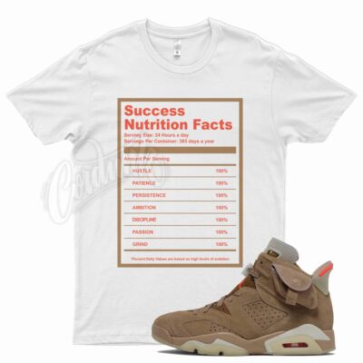 White SUCCESS T Shirt for J1 6 British Khaki Travis Scott Cactus Jack 4