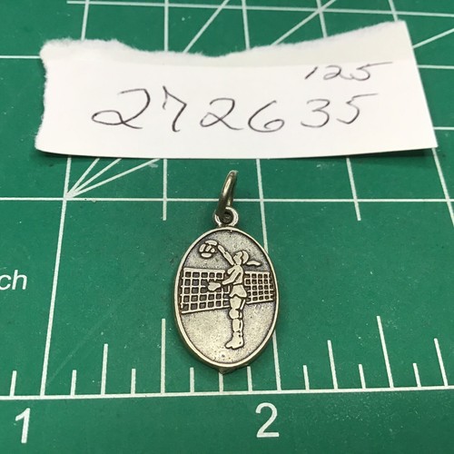 925 Sterling Silver Charm Pendant Girl Lady Volleyball Player College Sports