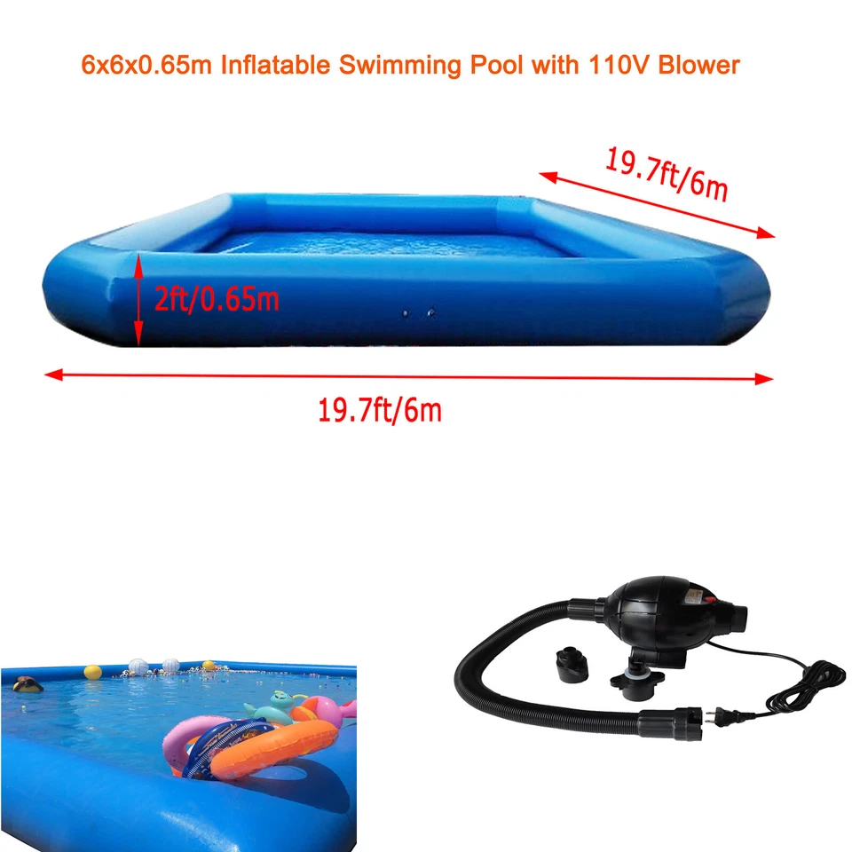 充气家庭游泳池水上步行球带鼓风机19.7x 19.7x2英尺 — 第 2/4 张图片