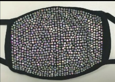 Single Rhinestone bling diamond  face mask with filter Reusable 