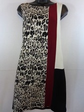 Ann Taylor LOFT Women's 8P Sleeveless Animal Print Color Block Shift Dress