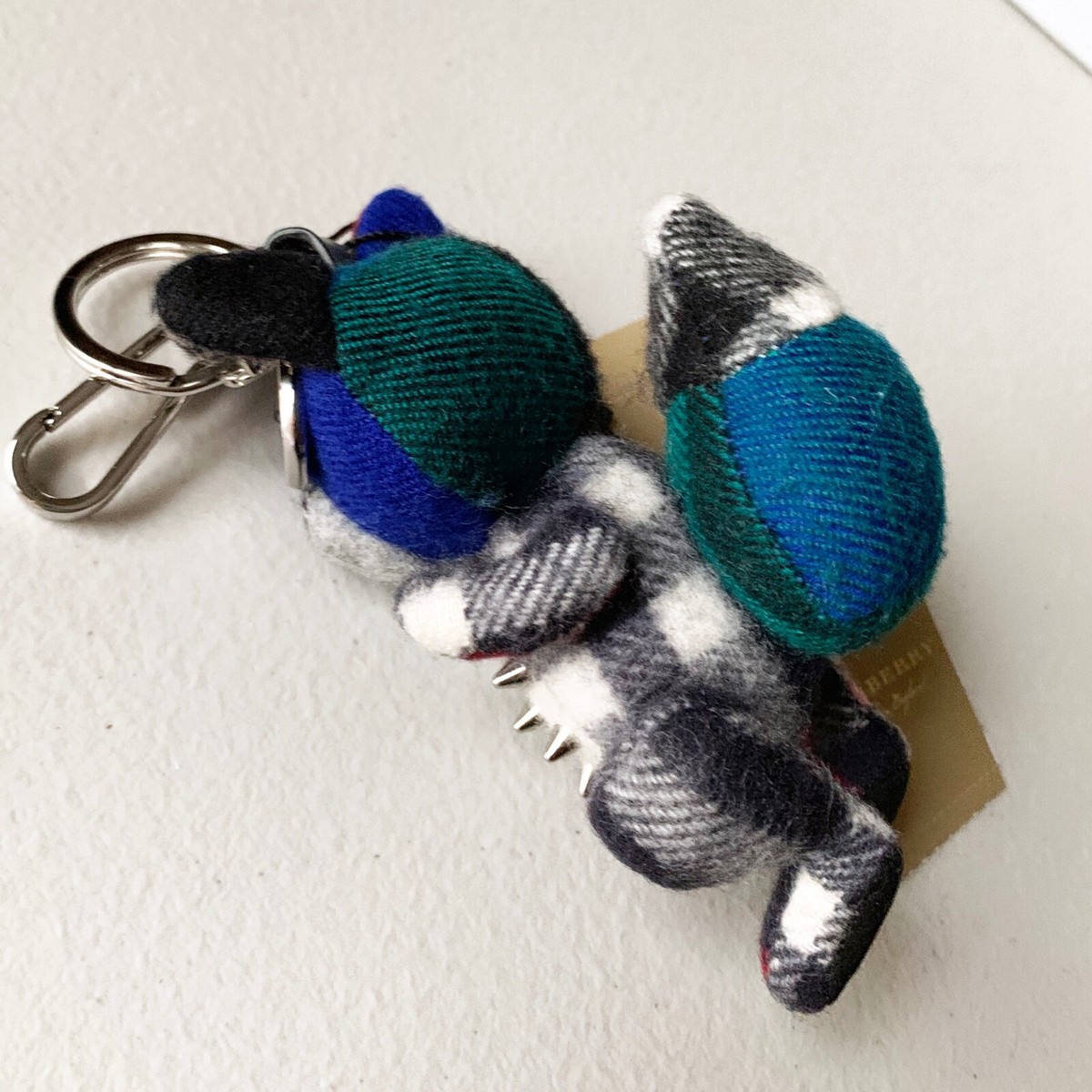 $395 Burberry Dave The Fox Studded Cashmere Bag Charm