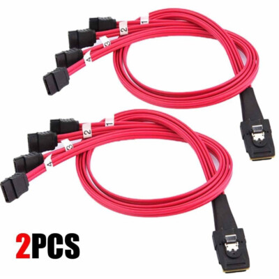 Mini SAS to 4-SATA SFF-8087 Multi-Lane Forward Breakout Internal Cable 19'' 2pc