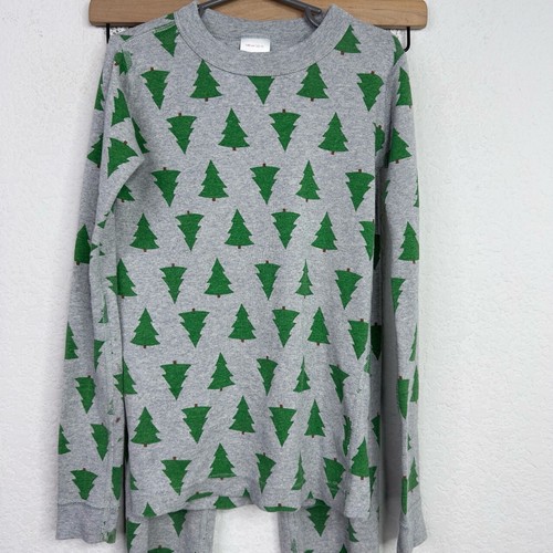 Hanna Andersson Pajama Set Kids 10 Grey Long Sleeve Christmas Pine Tree Festive - Picture 2 of 11