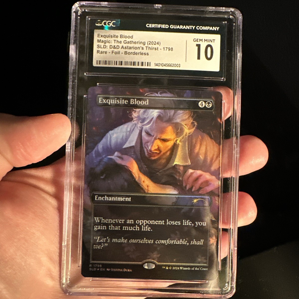 mtg cards similar to exquisite blood Exquisite Blood (Rainbow Foil) Secret Lair Drop D&D Astarion's Thirst MTG  CGC 10