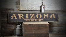 Distressed Arizona Territory Sign - Rustic Ha...