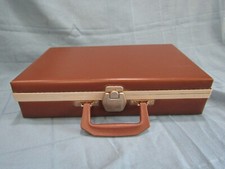 Vtg VINYL 24 CASSETTE TAPE CARRY STORAGE CASE BROWN SERVICE MFG MADE IN USA 