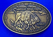 Buffalo Running Strong American Indian Youth Western 1997 Belt Buckle