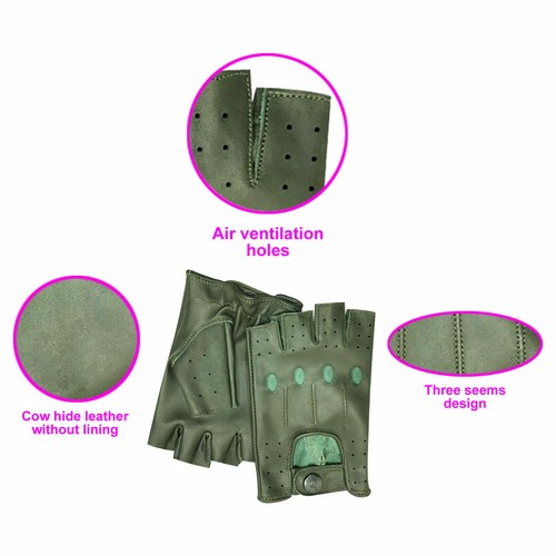 PSS Hombre Medio Dedo Cuero Conducción Ciclismo Exterior Verano Guantes Mitones 309 - Imagen 51 de 58